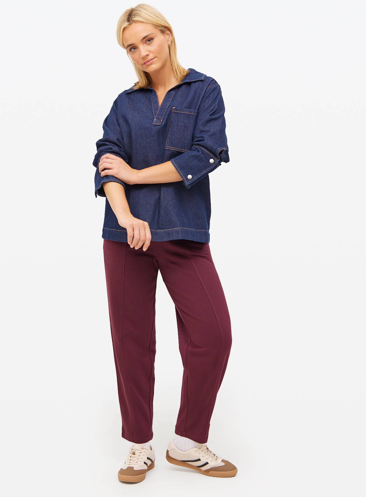 Burgundy Co-ord Barrel Leg Joggers  XL - Image 1